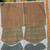 Orange Silk blend ajrak print mirror work saree