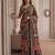 Rust Silk blend ajrak print mirror work saree