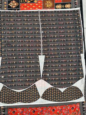 Rust Silk blend ajrak print mirror work saree 3
