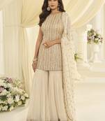 Cream embroidered gerogette sarara suit