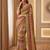 Mustard Silk blend ajrak print mirror work saree