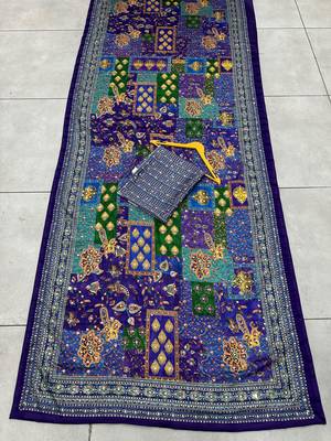 Purple Silk blend ajrak print mirror work saree 2