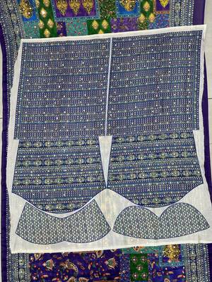 Purple Silk blend ajrak print mirror work saree 3