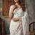 white Silk blend embroidered cutwork border saree