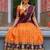 New Stylish Traditional Orange Woven Silk Lehenga Choli with Contrast Purple Dupatta