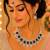 Maroon green color necklace set with earrings & maang tikka | kundan & agate stone | lekar gold plating