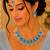 Firoja color necklace set with earrings & maang tikka | kundan & agate stone | lekar gold plating