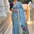 Skyblue cotton silk saree with colorful floral weaving pallu with blouse