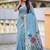 Skyblue cotton silk saree with colorful floral weaving pallu with blouse