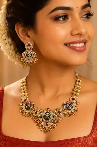 Ratnashraya Opulent Temple Necklace 