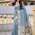 Skyblue cotton silk saree with colorful floral weaving pallu with blouse