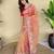 Orange embroiedery work two tone silk saree