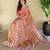 Orange embroiedery work two tone silk saree