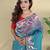 Sky blue embroiedery work two tone silk saree