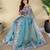 Sky blue embroiedery work two tone silk saree