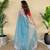 Sky blue embroiedery work two tone silk saree