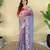 Lavender embroiedery work two tone silk saree