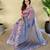 Lavender embroiedery work two tone silk saree