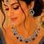 Blue rhodium-plated agate stone necklace set with earrings & maang tikka
