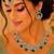 Green rhodium-plated agate stone necklace set with earrings & maang tikka