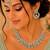Pista rhodium-plated agate stone necklace set with earrings & maang tikka