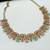Pink & pista color necklace set with earrings and maang tikka     agate stone, antique gold plating
