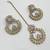 Pink  color necklace set with earrings and maang tikka     agate stone, antique gold plating