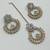 White color necklace set with earrings and maang tikka – agate stone, antique gold plating
