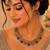 Blue color necklace set with earrings and maang tikka     agate stone, antique gold plating