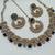 Blue color necklace set with earrings and maang tikka     agate stone, antique gold plating