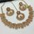 gold color necklace set with earrings and maang tikka     agate stone, antique gold plating