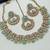 Pista color necklace set with earrings and maang tikka     agate stone, antique gold plating