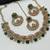 Green color necklace set with earrings and maang tikka     agate stone, antique gold plating