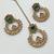 Green color necklace set with earrings and maang tikka     agate stone, antique gold plating
