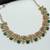 Green color necklace set with earrings and maang tikka     agate stone, antique gold plating