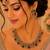 Purple color necklace set with earrings and maang tikka     agate stone, antique gold plating