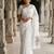 White floral embroidered silk blend designer tussar saree