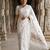 White floral embroidered silk blend designer tussar saree