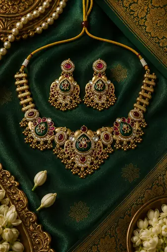 Ratnashraya Opulent Temple Necklace 