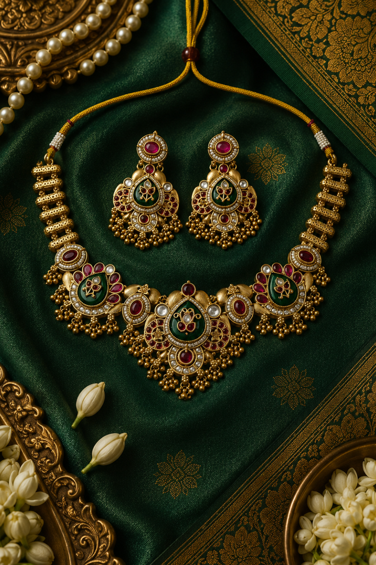 Ratnashraya Opulent Temple Necklace 