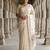 Cream floral embroidered silk blend designer tussar saree