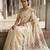 Cream floral embroidered silk blend designer tussar saree