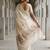 Cream floral embroidered silk blend designer tussar saree