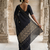Black pure matka silk floral butti embroidery silk saree