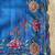 Blue matka silk saree with heavy floral embroidery border with running blouse