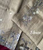 Cream matka silk multi-thread embroidery work saree