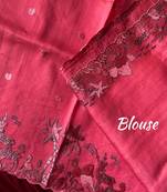 Pink matka silk multi-thread embroidery work saree