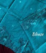 Blue matka silk multi-thread embroidery work saree