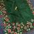 Green matka silk saree with heavy floral embroidery border with running blouse