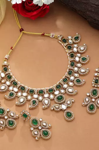 Green color kundan necklace set
